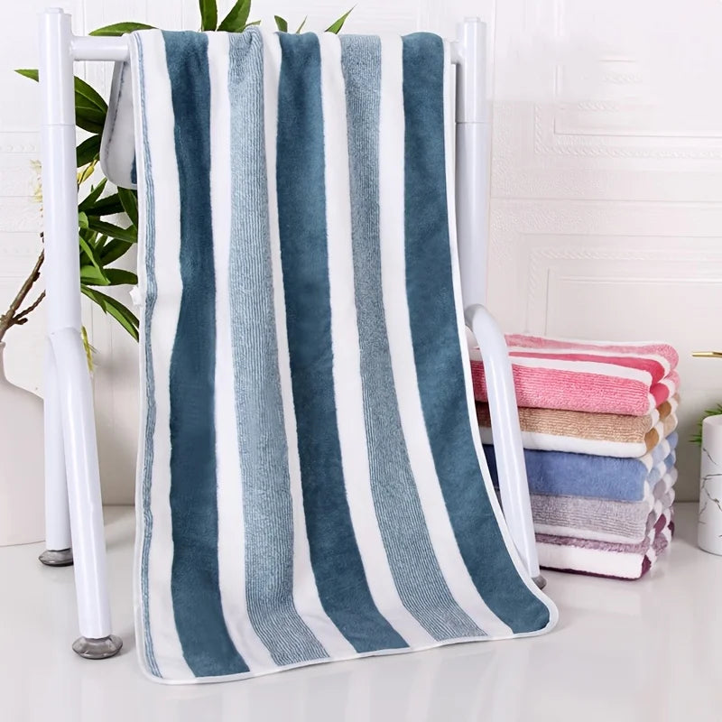 2-Pack Striped Microfiber Bath Towel Set – Soft, Quick-Drying & Highly Absorbent in , Modern Design